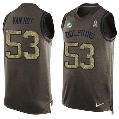 Personalized Dolphins #53 Kyle Van Noy Green Men’s Stitched NFL Limited Salute To Service Tank Top Jersey