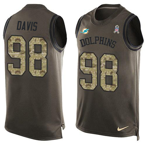 Personalized Dolphins #98 Raekwon Davis Green Men’s Stitched NFL Limited Salute To Service Tank Top Jersey