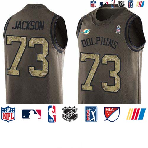 Personalized Dolphins #73 Austin Jackson Green Men’s Stitched NFL Limited Salute To Service Tank Top Jersey