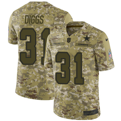Personalized Cowboys #31 Trevon Diggs Camo Men’s Stitched NFL Limited 2018 Salute To Service Jersey