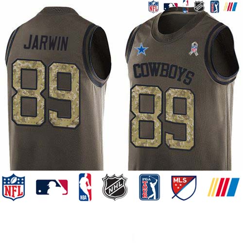 Personalized Cowboys #89 Blake Jarwin Green Men’s Stitched NFL Limited Salute To Service Tank Top Jersey