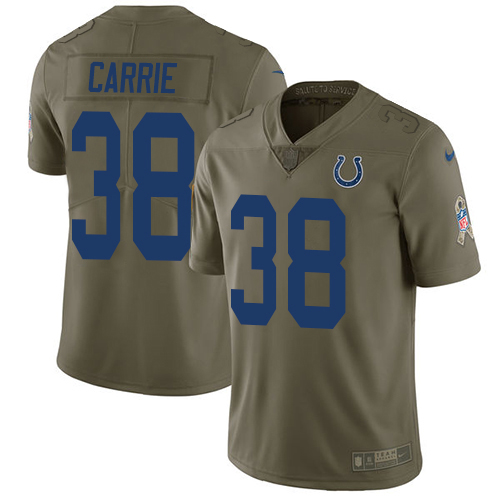 Personalized Colts #38 T.J. Carrie Olive Men’s Stitched NFL Limited 2017 Salute To Service Jersey