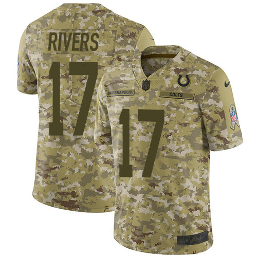 Personalized Colts #17 Philip Rivers Camo Men’s Stitched NFL Limited 2018 Salute To Service Jersey