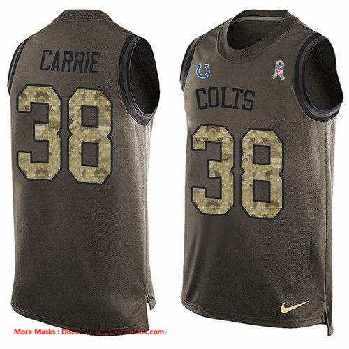 Personalized Colts #38 T.J. Carrie Green Men’s Stitched NFL Limited Salute To Service Tank Top Jersey