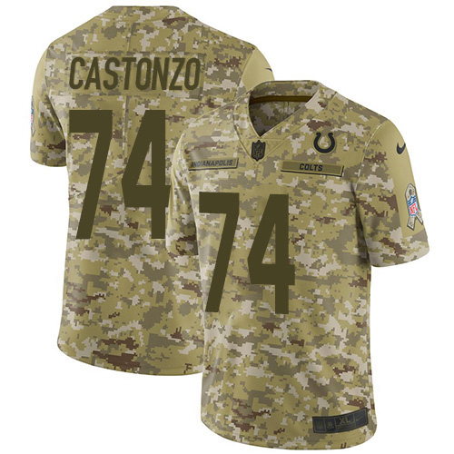 Personalized Colts #74 Anthony Castonzo Camo Men’s Stitched NFL Limited 2018 Salute To Service Jersey