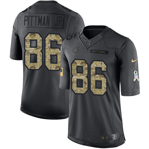 Personalized Colts #86 Michael Pittman Jr. Black Men’s Stitched NFL Limited 2016 Salute to Service Jersey