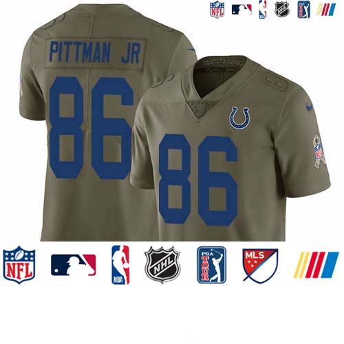 Personalized Colts #86 Michael Pittman Jr. Olive Men’s Stitched NFL Limited 2017 Salute To Service Jersey