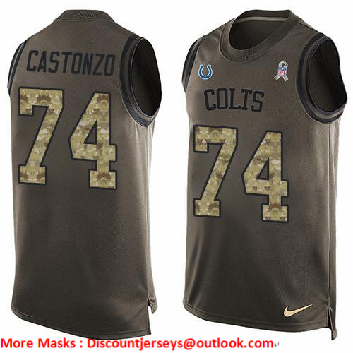 Personalized Colts #74 Anthony Castonzo Green Men’s Stitched NFL Limited Salute To Service Tank Top Jersey
