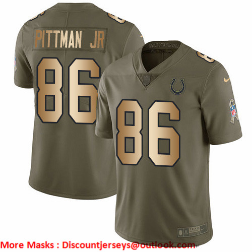 Personalized Colts #86 Michael Pittman Jr. Olive Gold Men’s Stitched NFL Limited 2017 Salute To Service Jersey