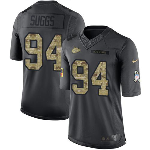 Personalized Chiefs #94 Terrell Suggs Black Men’s Stitched NFL Limited 2016 Salute to Service Jersey