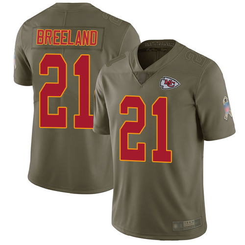Personalized Chiefs #21 Bashaud Breeland Olive Men’s Stitched NFL Limited 2017 Salute to Service Jersey
