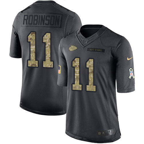 Personalized Chiefs #11 Demarcus Robinson Black Men’s Stitched NFL Limited 2016 Salute To Service Jersey