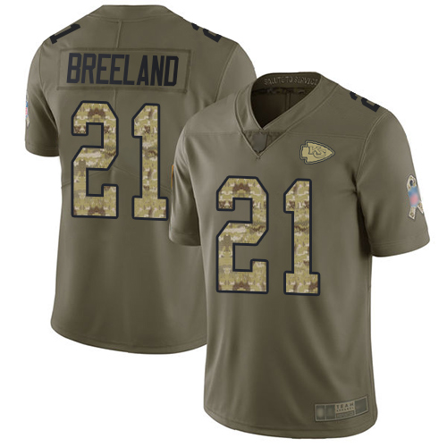 Personalized Chiefs #21 Bashaud Breeland Olive Camo Men’s Stitched NFL Limited 2017 Salute To Service Jersey