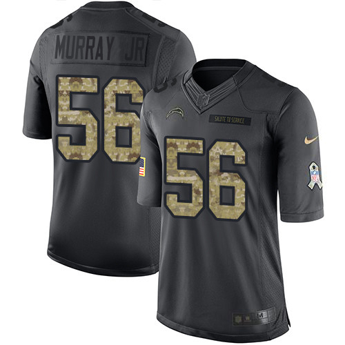 Personalized Chargers #56 Kenneth Murray Jr Black Men’s Stitched NFL Limited 2016 Salute to Service Jersey