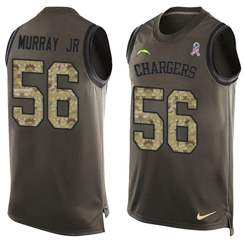 Personalized Chargers #56 Kenneth Murray Jr Green Men’s Stitched NFL Limited Salute To Service Tank Top Jersey