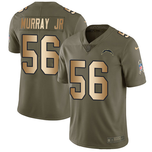 Personalized Chargers #56 Kenneth Murray Jr Olive Gold Men’s Stitched NFL Limited 2017 Salute To Service Jersey