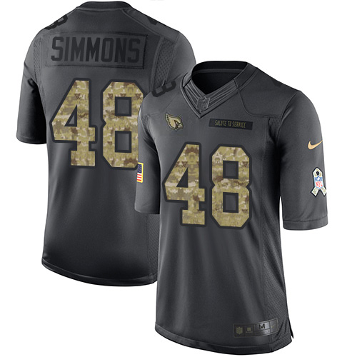 Personalized Cardinals #48 Isaiah Simmons Black Men’s Stitched NFL Limited 2016 Salute to Service Jersey
