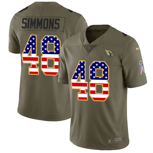 Personalized Cardinals #48 Isaiah Simmons Olive USA Flag Men’s Stitched NFL Limited 2017 Salute To Service Jersey