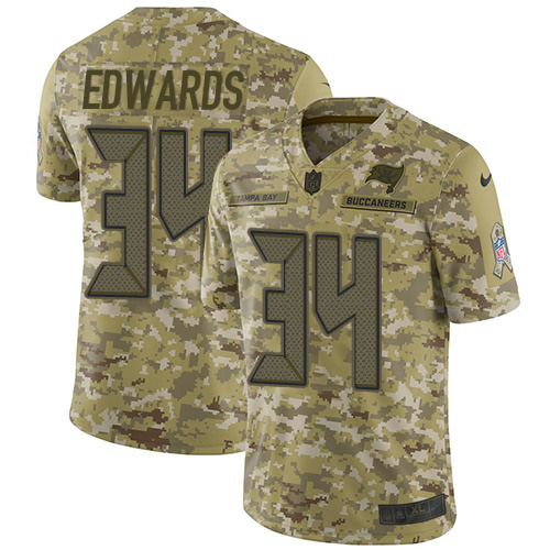 Personalized Buccaneers #34 Mike Edwards Camo Men’s Stitched NFL Limited 2018 Salute To Service Jersey