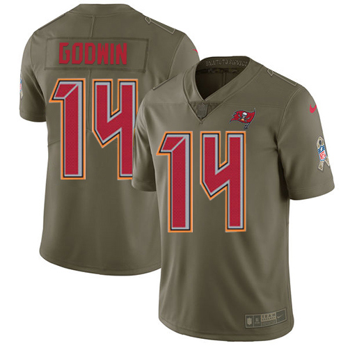 Personalized Buccaneers #14 Chris Godwin Olive Men’s Stitched NFL Limited 2017 Salute To Service Jersey