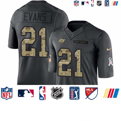 Personalized Buccaneers #21 Justin Evans Black Men’s Stitched NFL Limited 2016 Salute to Service Jersey