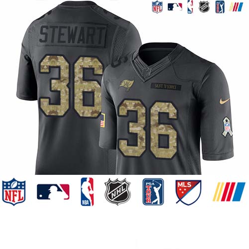 Personalized Buccaneers #36 M.J. Stewart Black Men’s Stitched NFL Limited 2016 Salute to Service Jersey