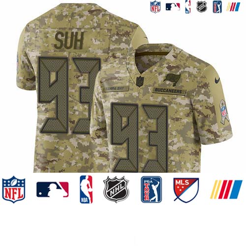 Personalized Buccaneers #93 Ndamukong Suh Camo Men’s Stitched NFL Limited 2018 Salute To Service Jersey