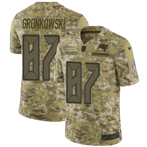 Personalized Buccaneers #87 Rob Gronkowski Camo Men’s Stitched NFL Limited 2018 Salute To Service Jersey