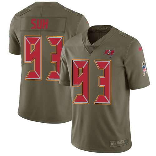 Personalized Buccaneers #93 Ndamukong Suh Olive Men’s Stitched NFL Limited 2017 Salute To Service Jersey