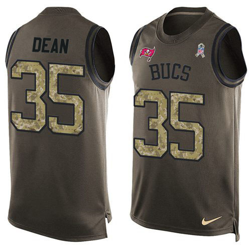 Personalized Buccaneers #35 Jamel Dean Green Men’s Stitched NFL Limited Salute To Service Tank Top Jersey