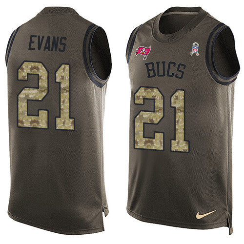 Personalized Buccaneers #21 Justin Evans Green Men’s Stitched NFL Limited Salute To Service Tank Top Jersey