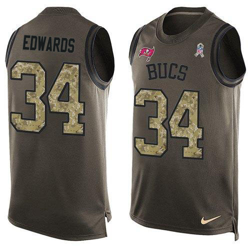 Personalized Buccaneers #34 Mike Edwards Green Men’s Stitched NFL Limited Salute To Service Tank Top Jersey