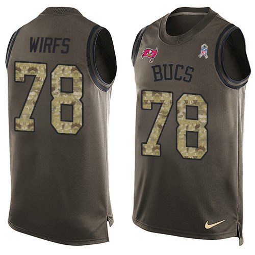 Personalized Buccaneers #78 Tristan Wirfs Green Men’s Stitched NFL Limited Salute To Service Tank Top Jersey