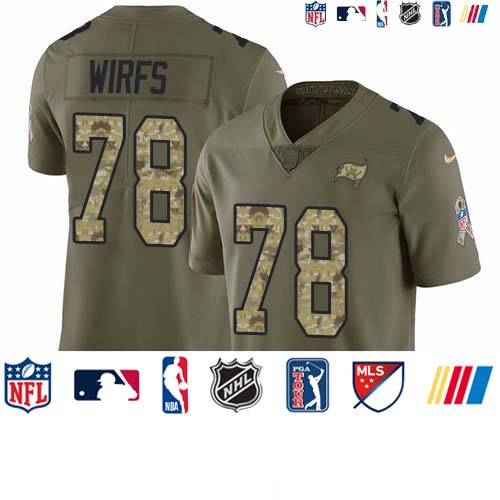 Personalized Buccaneers #78 Tristan Wirfs Olive Camo Men’s Stitched NFL Limited 2017 Salute To Service Jersey