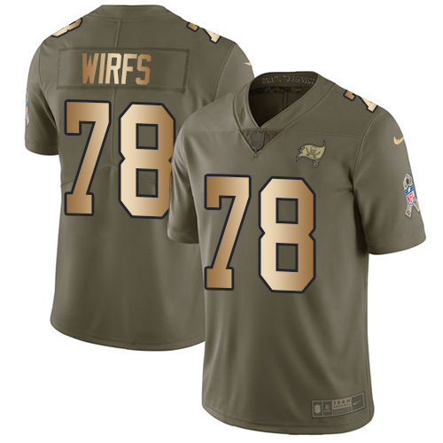 Personalized Buccaneers #78 Tristan Wirfs Olive Gold Men’s Stitched NFL Limited 2017 Salute To Service Jersey