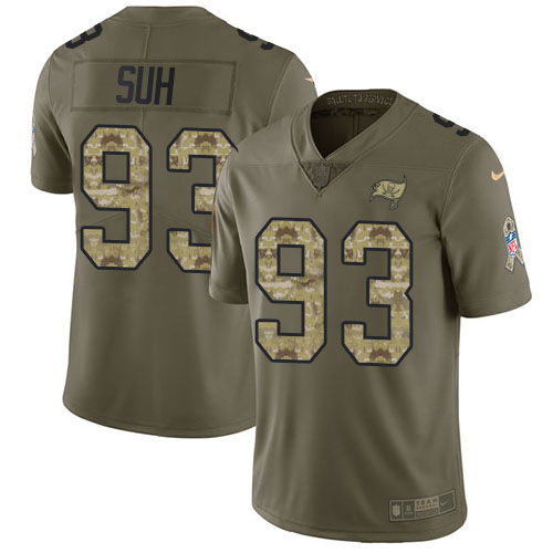 Personalized Buccaneers #93 Ndamukong Suh Olive Camo Men’s Stitched NFL Limited 2017 Salute To Service Jersey