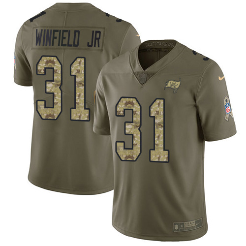 Personalized Buccaneers #31 Antoine Winfield Jr. Olive Camo Men’s Stitched NFL Limited 2017 Salute To Service Jersey