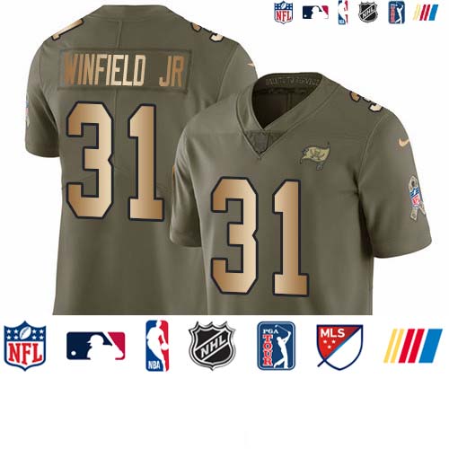 Personalized Buccaneers #31 Antoine Winfield Jr. Olive Gold Men’s Stitched NFL Limited 2017 Salute To Service Jersey