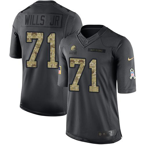Personalized Browns #71 Jedrick Wills JR Black Men’s Stitched NFL Limited 2016 Salute to Service Jersey