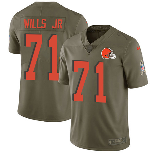 Personalized Browns #71 Jedrick Wills JR Olive Men’s Stitched NFL Limited 2017 Salute To Service Jersey