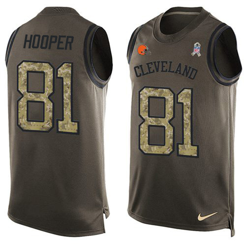 Personalized Browns #81 Austin Hooper Green Men’s Stitched NFL Limited Salute To Service Tank Top Jersey