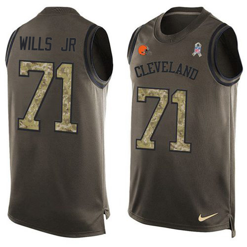 Personalized Browns #71 Jedrick Wills JR Green Men’s Stitched NFL Limited Salute To Service Tank Top Jersey