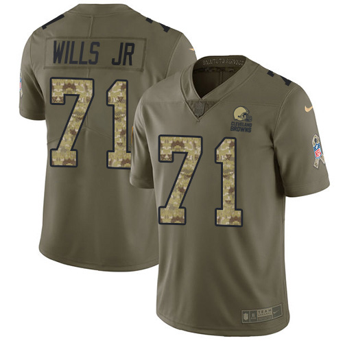 Personalized Browns #71 Jedrick Wills JR Olive Camo Men’s Stitched NFL Limited 2017 Salute To Service Jersey