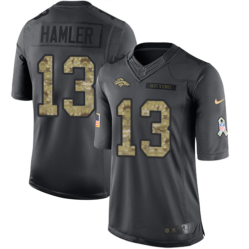 Personalized Broncos #13 KJ Hamler Black Men’s Stitched NFL Limited 2016 Salute to Service Jersey