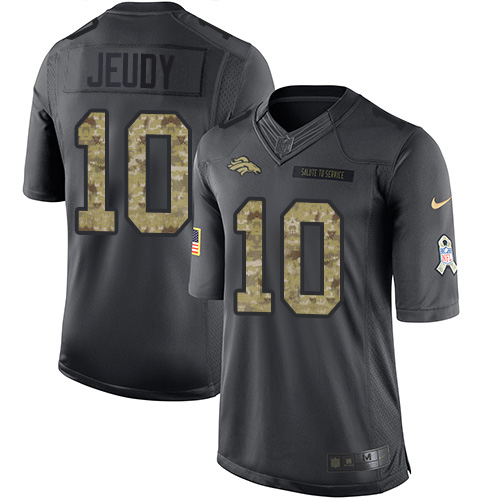 Personalized Broncos #10 Jerry Jeudy Black Men’s Stitched NFL Limited 2016 Salute to Service Jersey