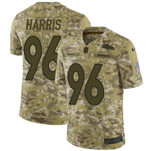 Personalized Broncos #96 Shelby Harris Camo Men’s Stitched NFL Limited 2018 Salute To Service Jersey