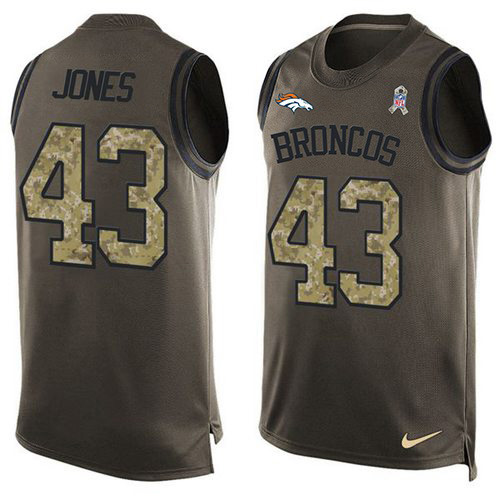 Personalized Broncos #43 Joe Jones Green Men’s Stitched NFL Limited Salute To Service Tank Top Jersey
