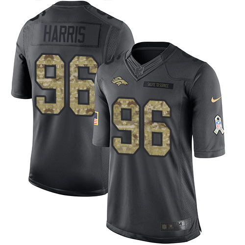 Personalized Broncos #96 Shelby Harris Black Men’s Stitched NFL Limited 2016 Salute to Service Jersey