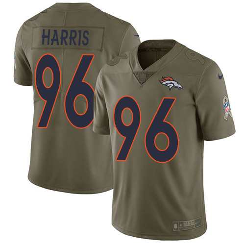 Personalized Broncos #96 Shelby Harris Olive Men’s Stitched NFL Limited 2017 Salute To Service Jersey
