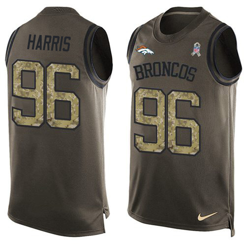 Personalized Broncos #96 Shelby Harris Green Men’s Stitched NFL Limited Salute To Service Tank Top Jersey